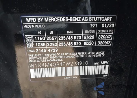 2023 Mercedes-Benz Glb 250 from USA, damaged, VIN W1N4M4GB4PW293910
